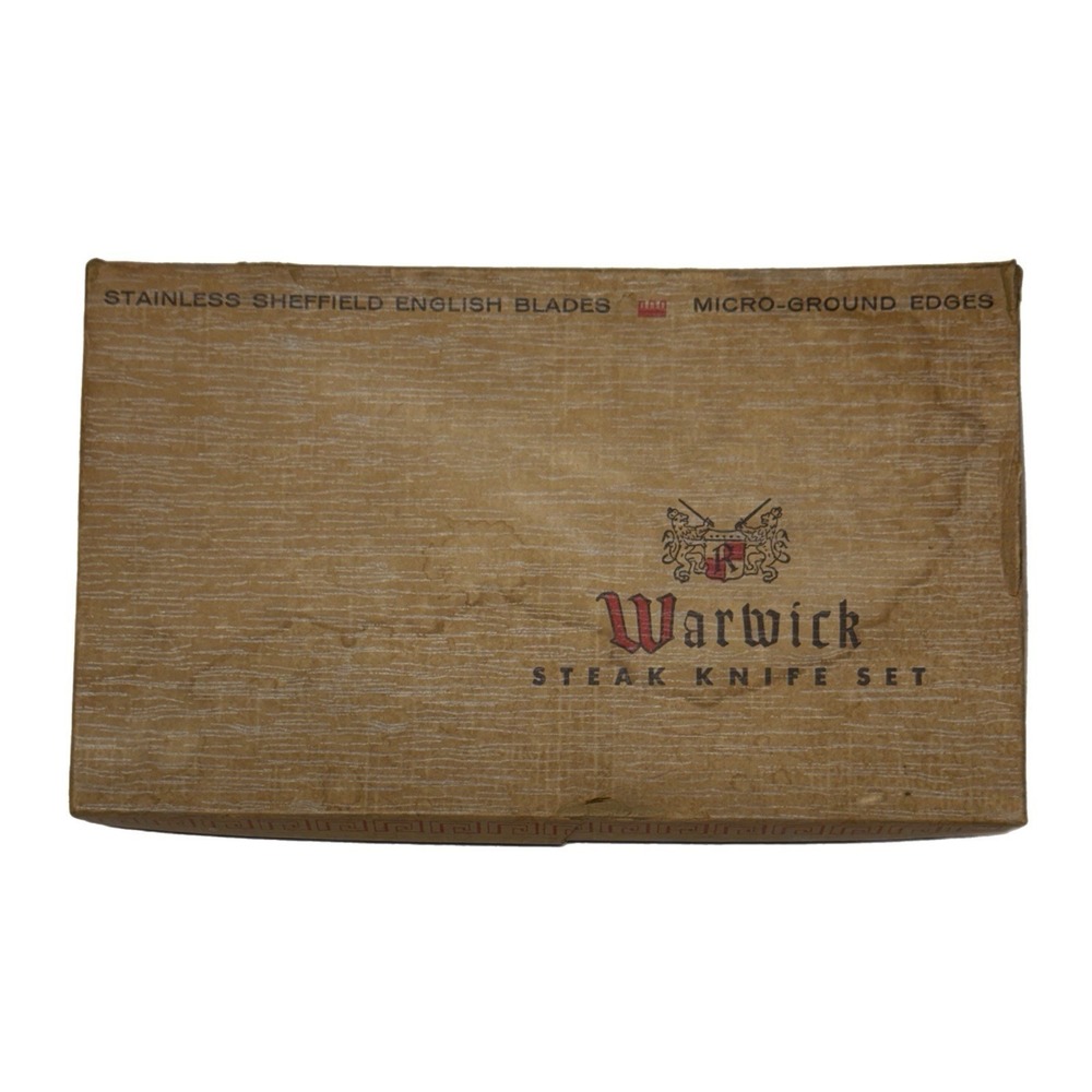 Warwick Steak Knives Set Bakelite Handle Stainless Steel Vintage Lot of 6